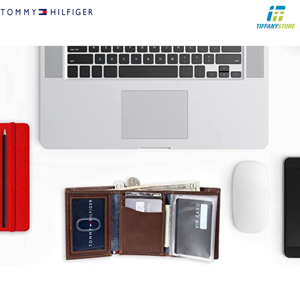 Ví nam Tommy Hilfiger Men's Trifold Wallet Slim 31TL110018 - Ví đứng gập ba có khóa kéo - Hàng chính hãng - Nhập từ Mỹ