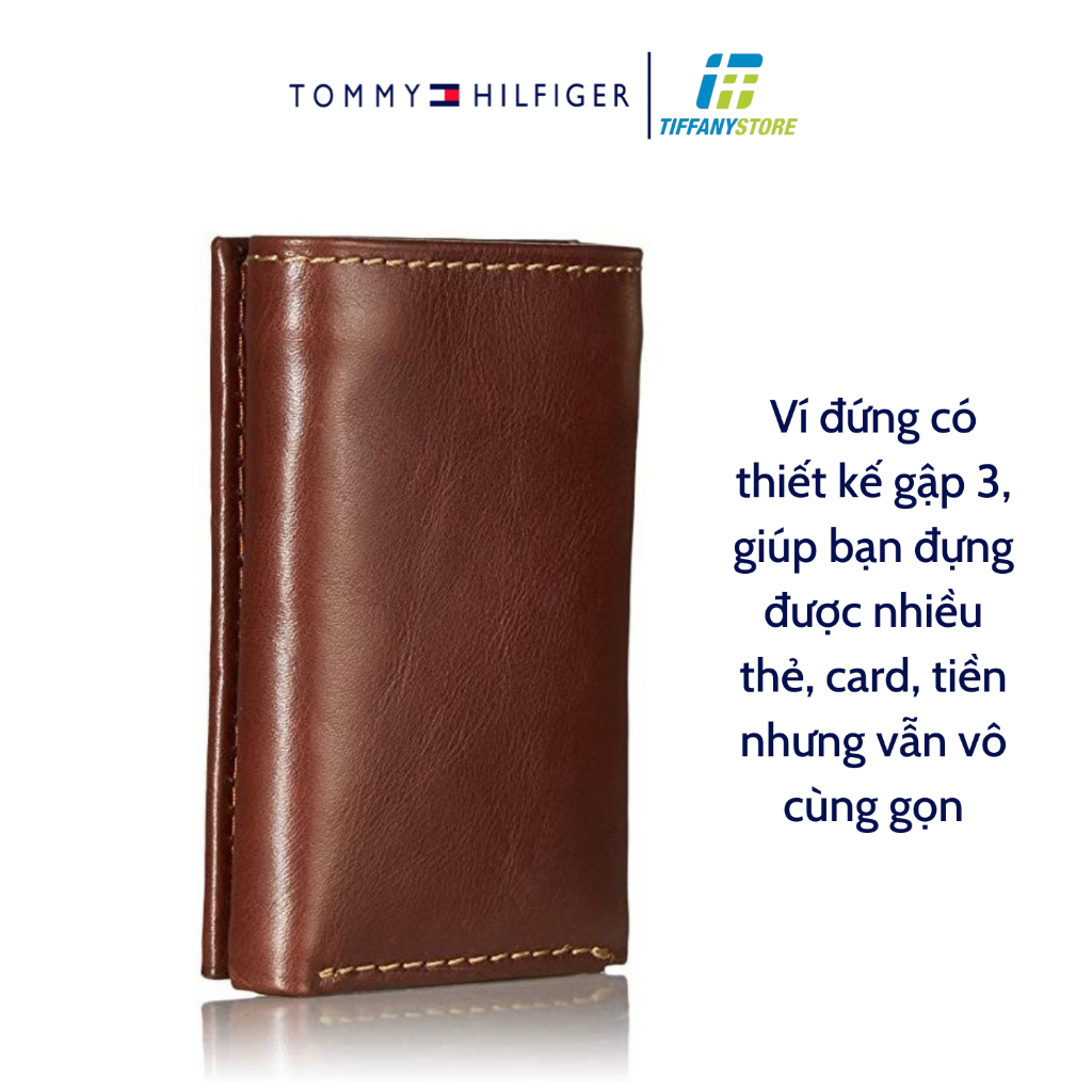 Ví nam Tommy Hilfiger Men's Trifold Wallet Slim 31TL110018 - Ví đứng gập ba có khóa kéo - Hàng chính hãng - Nhập từ Mỹ