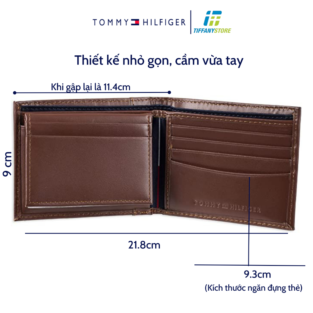 Ví nam Tommy Hilfiger Mens Cambridge Passcase - Ví da gập đôi màu Tan 5675/03 - Hàng Chính hãng - Nhập tại Mỹ