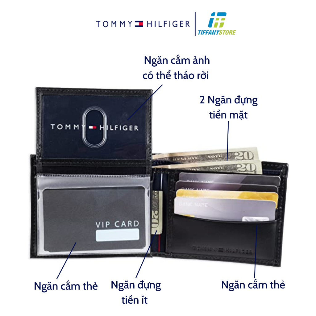 Ví nam Tommy Hilfiger Mens Cambridge Passcase - Ví da màu đen 5675/01 - Hàng chính hãng - Nhập tại Mỹ