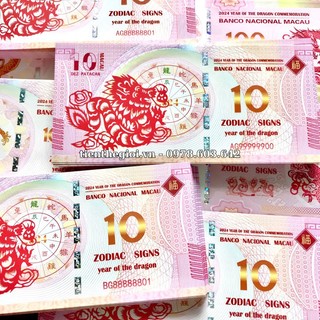 Lì xì 10 dola macao hình Rồng Macao Chất liệu Giấy Cotton, Màu Trắng, đỏ - SP005382
