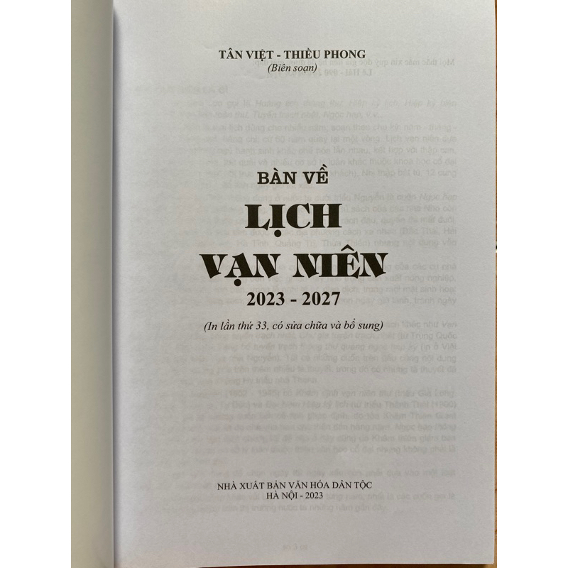 Sách - Bàn về Lịch Vạn Niên bản mới 2023-2027