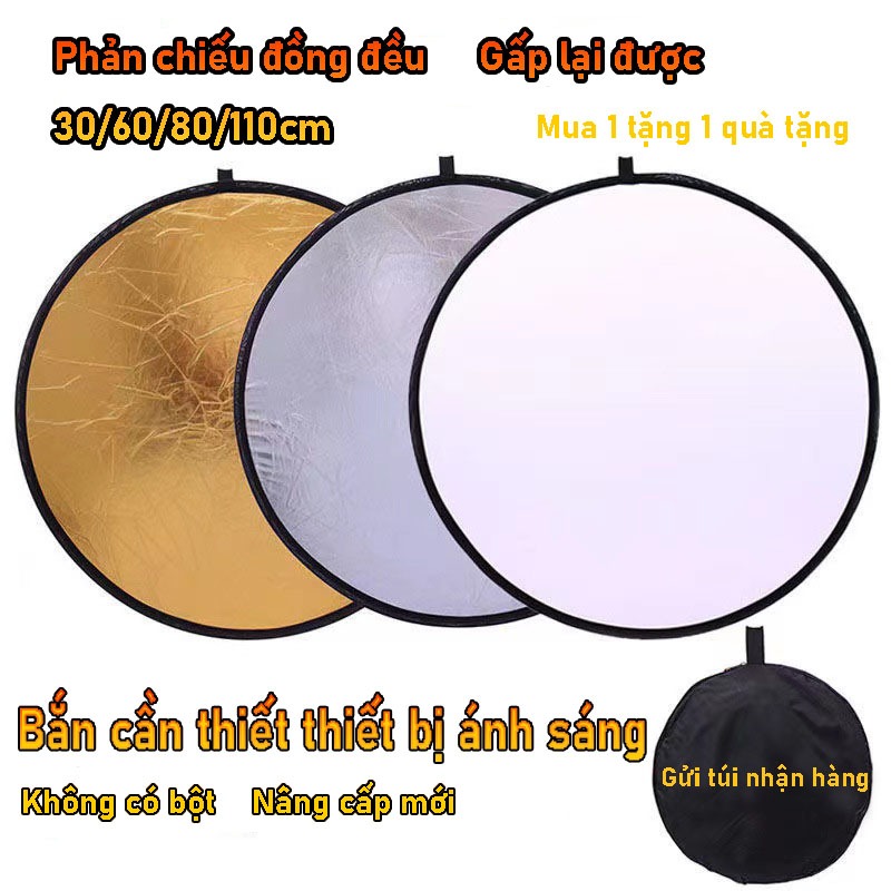 Tấm Hắt Sáng 2in1, Miếng Hắt Sáng 2 Trong 1 Chụp Ảnh Chuyên Nghiệp, 30/60/80/110cm Gold&Sliver