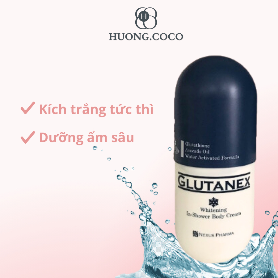 Sữa Tắm Dưỡng Trắng Da Toàn Thân Glutanex Whitening In Shower Body Cream 300ml Chiết Xuất Tự Nhiên Giúp Da Ẩm Mượt