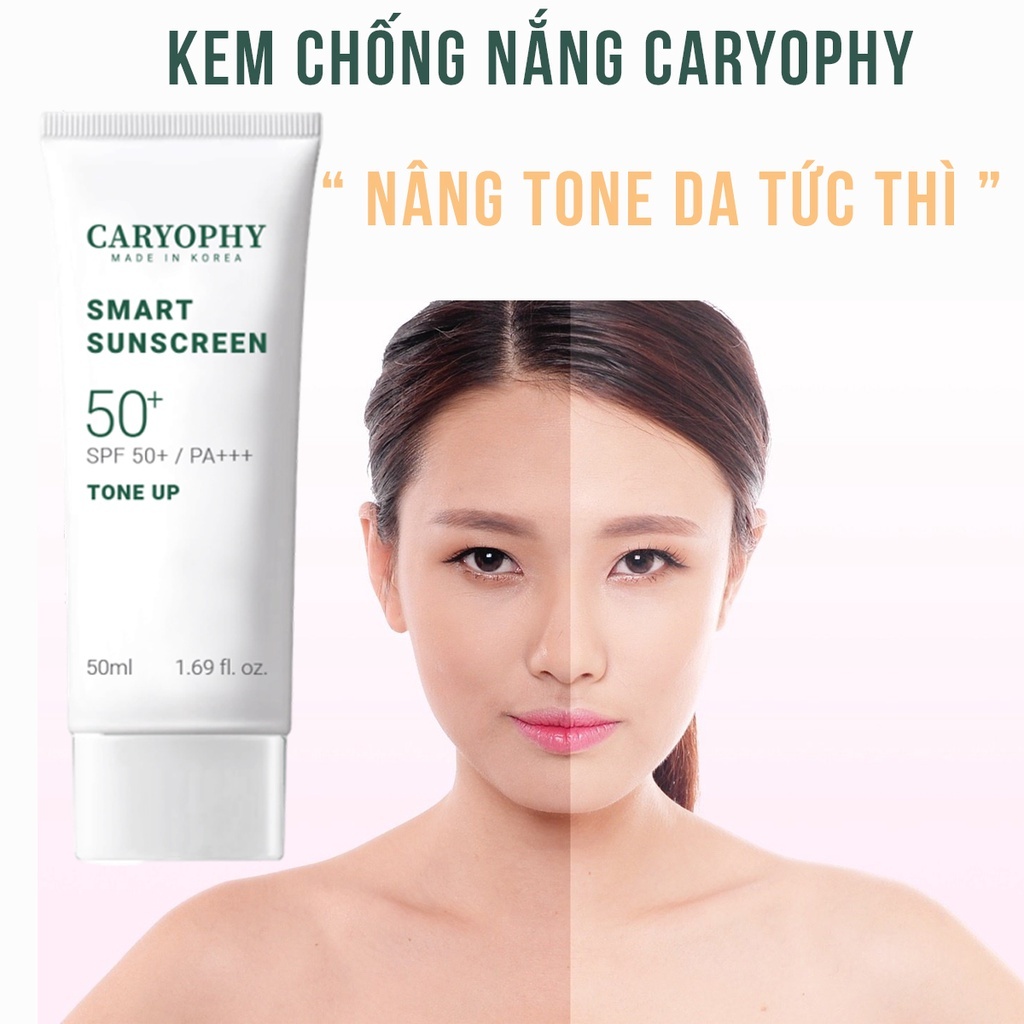 Combo 2 Kem chống nắng da mụn CARYOPHY Smart Tone Up Sunscreen SPF50+/PA++++ 50ml Chính Hãng-Shop Mĩ Phẩm