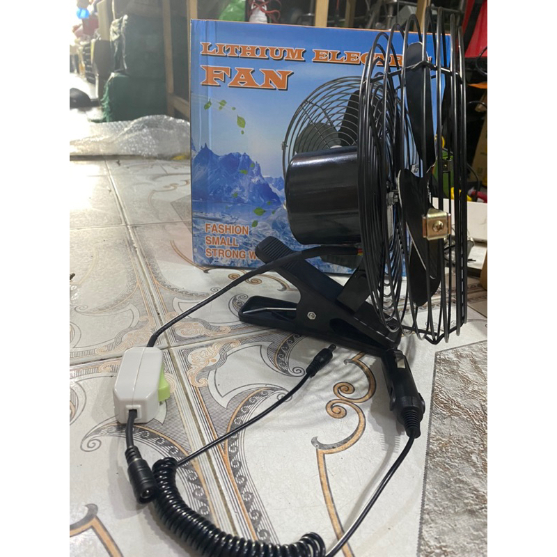 Quạt Kẹp Lồng Sắt Cánh Sắt Đường Kính 22cm 12V-24v Cho Ô Tô Xe Hơi Màu Đen
