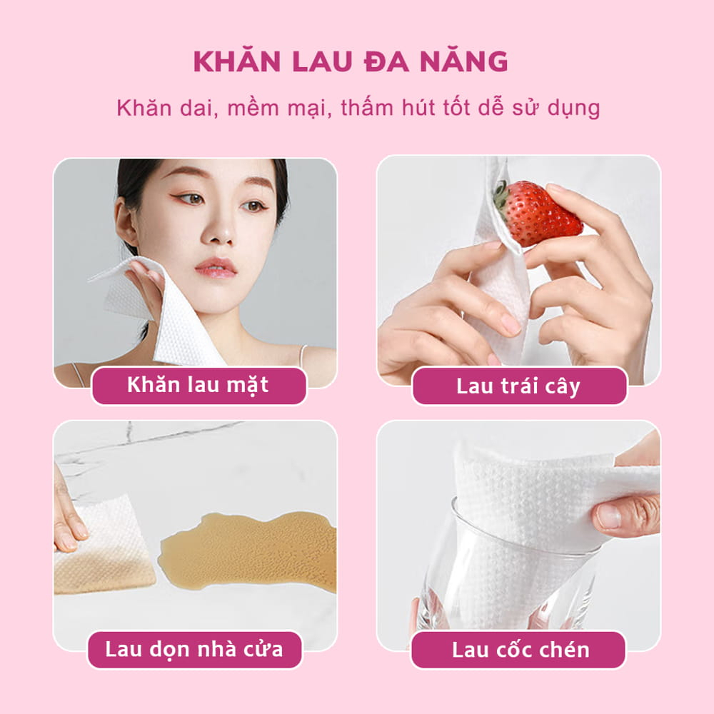 Khăn Giấy Đa Năng GWELL, khăn lau dùng 1 lần gấu dâu gói chất liệu mềm mại phù hợp cho da nhạy cảm | BigBuy360 - bigbuy360.vn