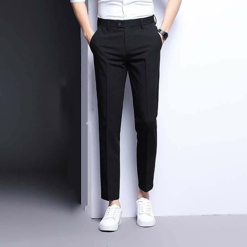 Quần âu cổ cao đen bóng A80