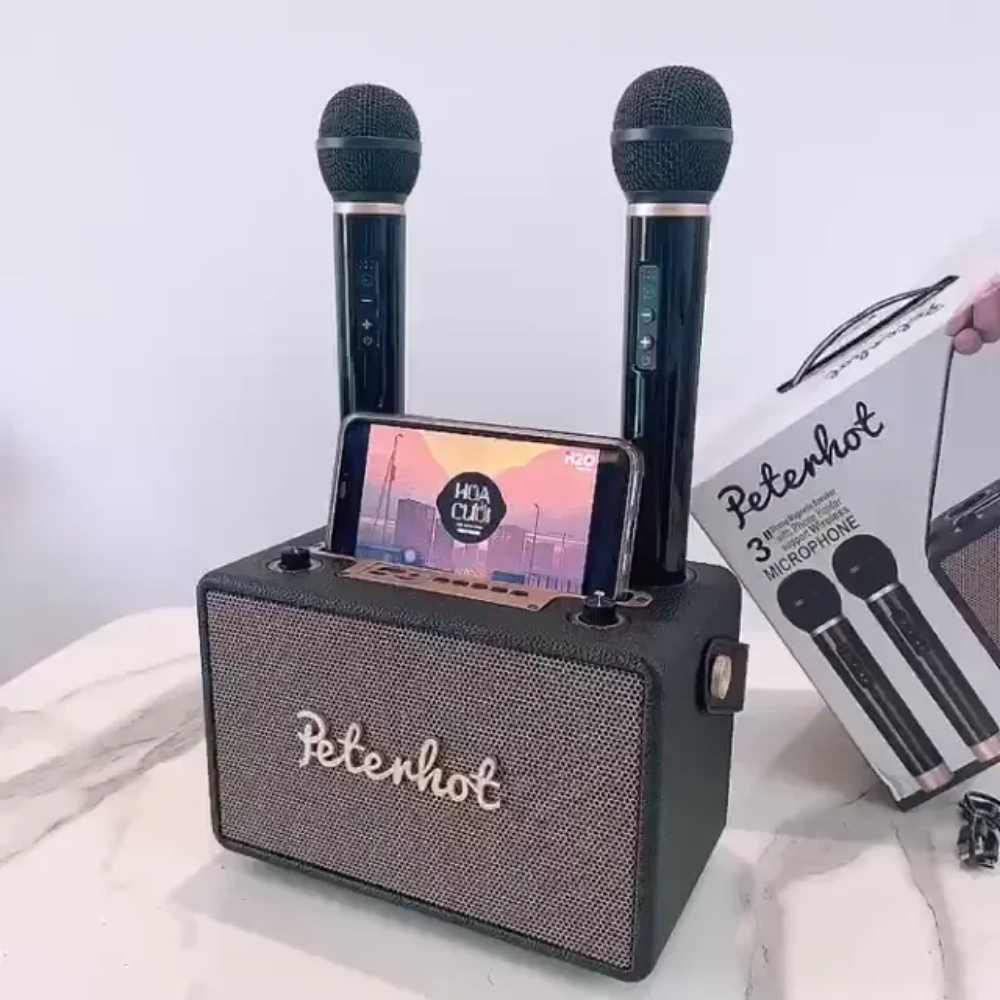 Loa Bluetooth Peterhot A108W - A106W Chính Hãng  , Loa Karaoke Không Dây Kèm 2 Mic, Nghe Nhạc Cực Đã, Bảo hành 24 Tháng