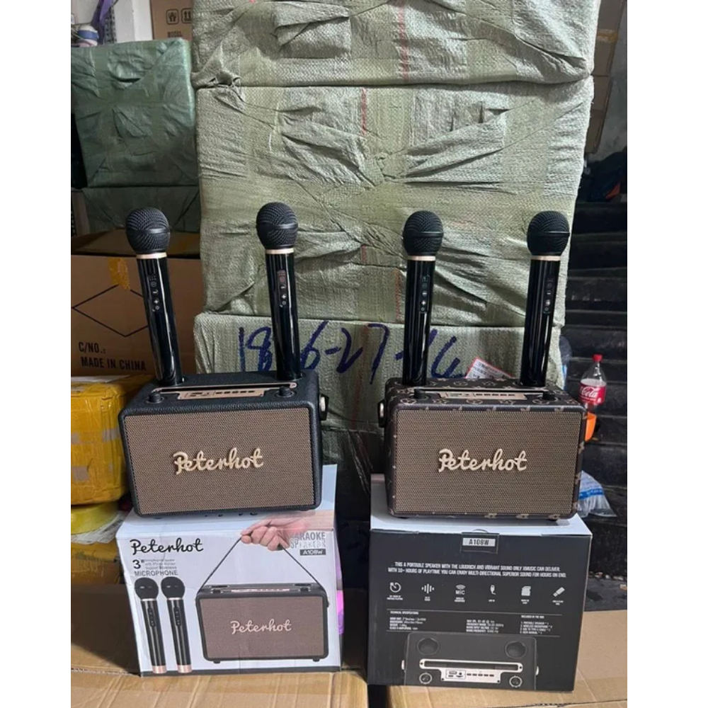 Loa Bluetooth Peterhot A108W - A106W Chính Hãng  , Loa Karaoke Không Dây Kèm 2 Mic, Nghe Nhạc Cực Đã, Bảo hành 24 Tháng