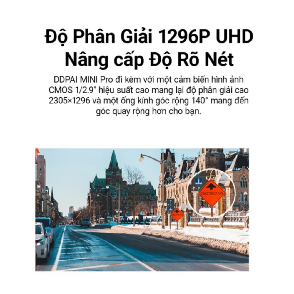 Camera Hành Trình Ô Tô DDPai Mini PRO Độ Phân Giải 2K Kết Nối Wifi Giám Sát Xe 24/7 Wifi Bảo Hành Chính Hãng 24 tháng