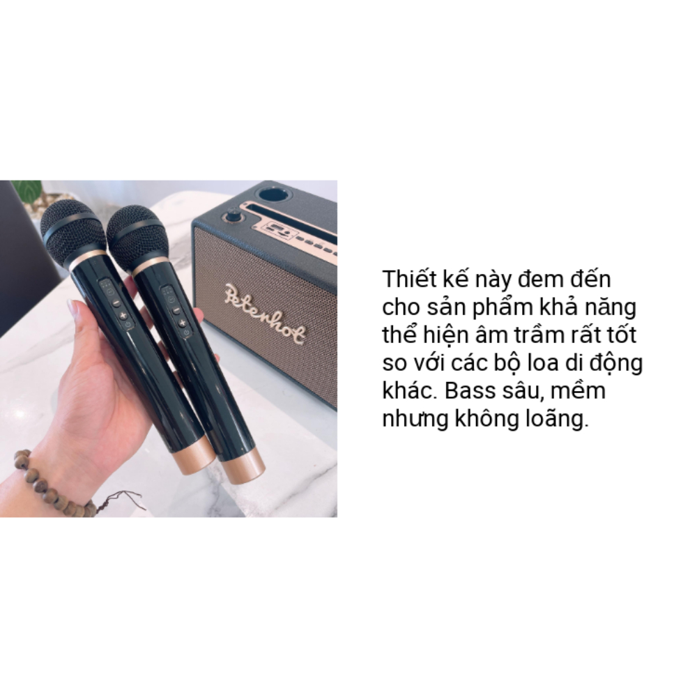 Loa Bluetooth Peterhot A108W - A106W Chính Hãng  , Loa Karaoke Không Dây Kèm 2 Mic, Nghe Nhạc Cực Đã, Bảo hành 24 Tháng