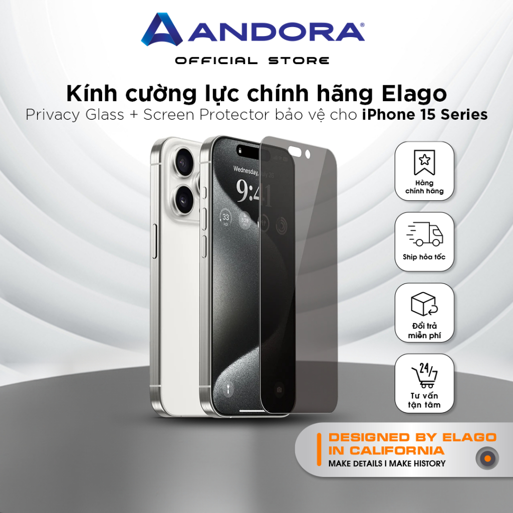 Kính cường lực elago chống nhìn trộm - bảo vệ máy cho IPhone 15 Series