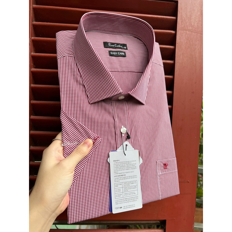 Sơ mi cộc tay nam Pier.re Car.din. 12 mầu tuyển chọn dáng suông vạt ngang