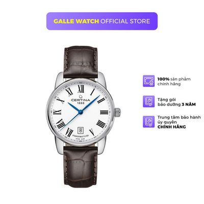 Đồng hồ cơ nam Certina C034.807.16.013.00 mặt kính Sapphire chống xước, dây da đeo tay thanh lịch, chịu nước 10ATM