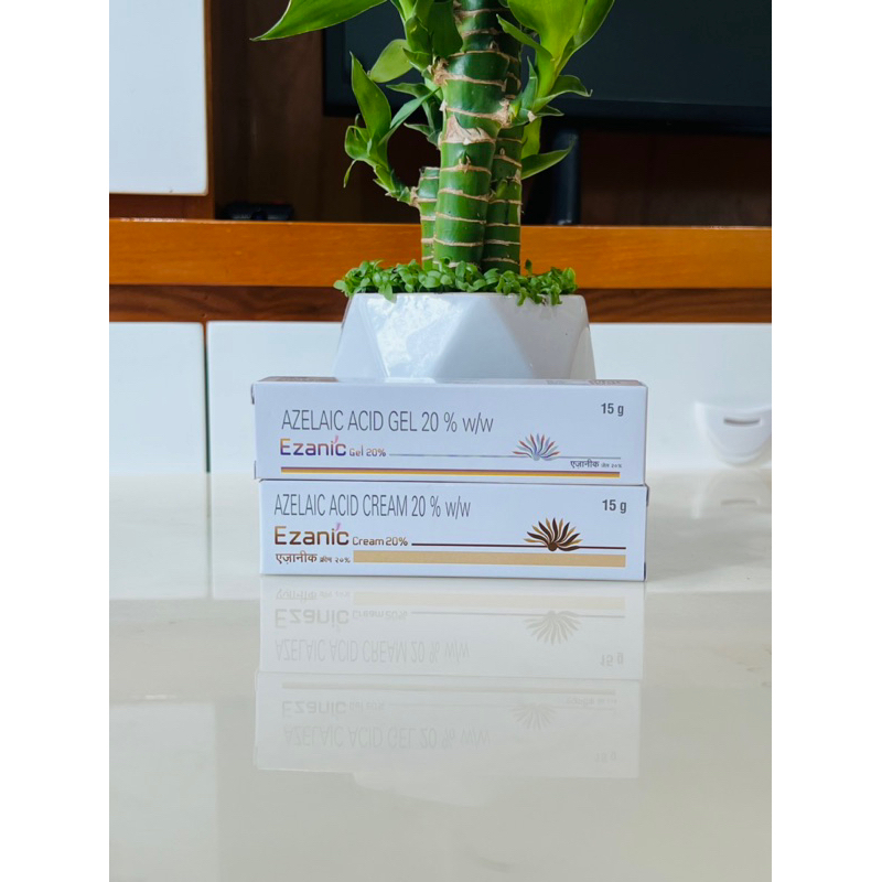 Chấm mụn Azelaic Acid 20% Ezanic gel giúp hỗ trợ giảm mụn mờ thâm dưỡng trắng cho da - Hộp 15g - UNIFA - Uy Phat Pharma