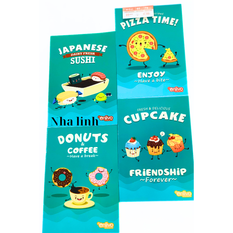 Combo 5 cuốn tập sinh viên 76 trang Enlivo kẻ ngang định lượng 60