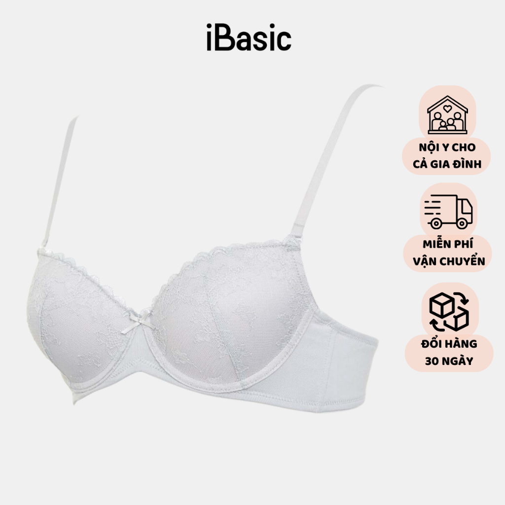 Áo ngực có gọng mút dày demi phối ren iBasic VA130