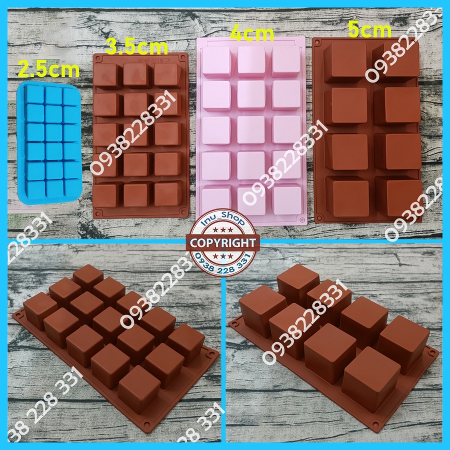 Khuôn silicon cube vuông làm socola, nướng bánh, làm rau câu pudding