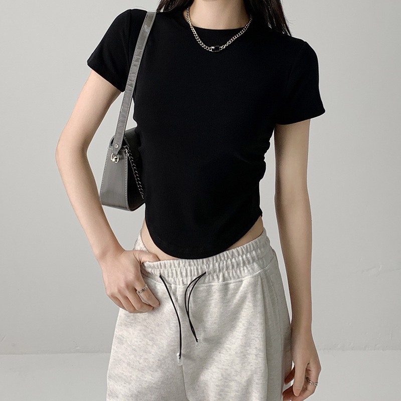 Áo Thun Nữ Vạt Bầu Nhún Eo Xinh xắn,Áo kiểu nữ vải thun tăm co giãn A333 SUTANO