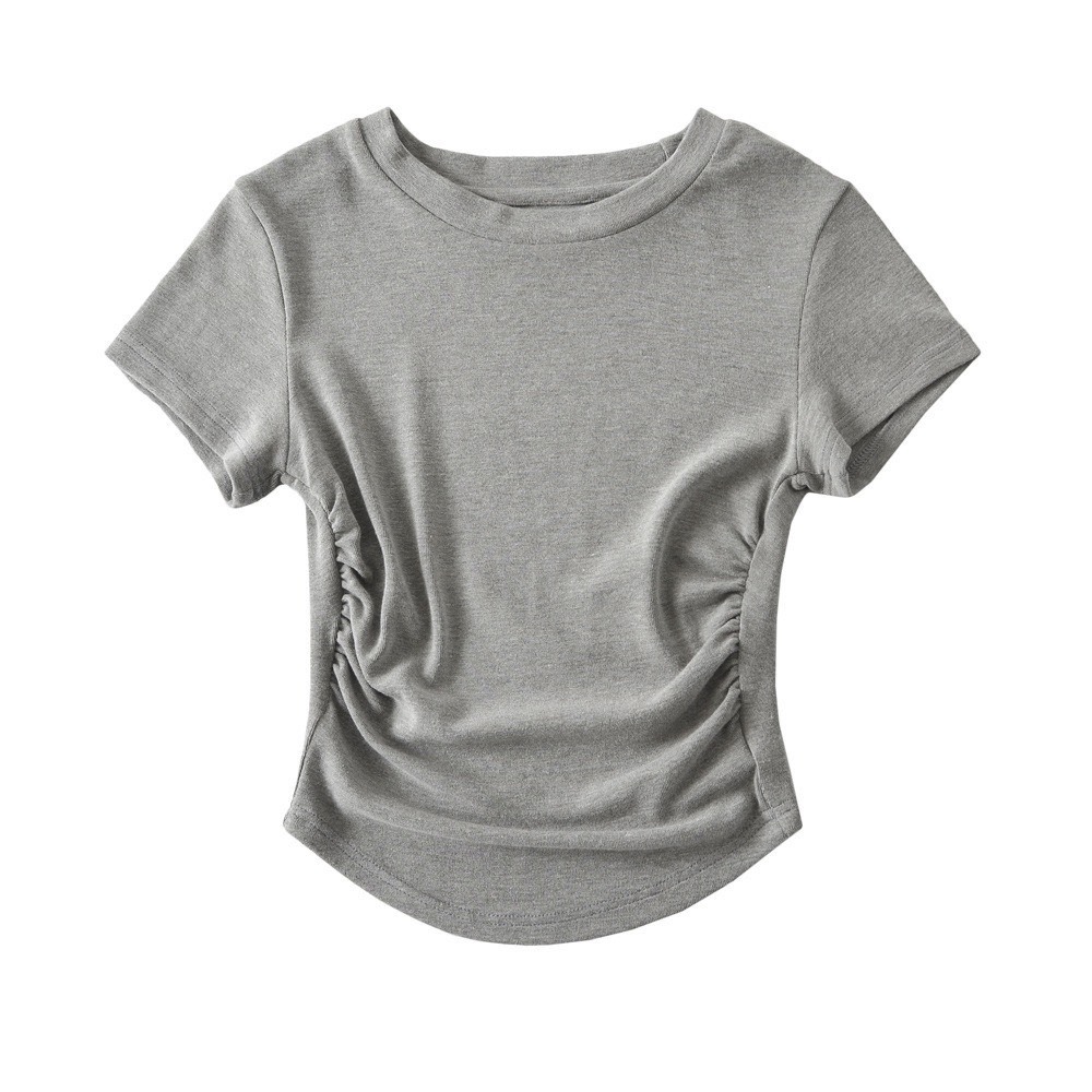 Áo Thun Nữ Vạt Bầu Nhún Eo Xinh xắn,Áo kiểu nữ vải thun tăm co giãn A333 SUTANO