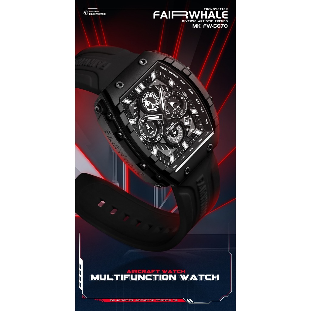 Đồng hồ chính hãng mark fairwhale vỏ abs dây silicon siêu bền