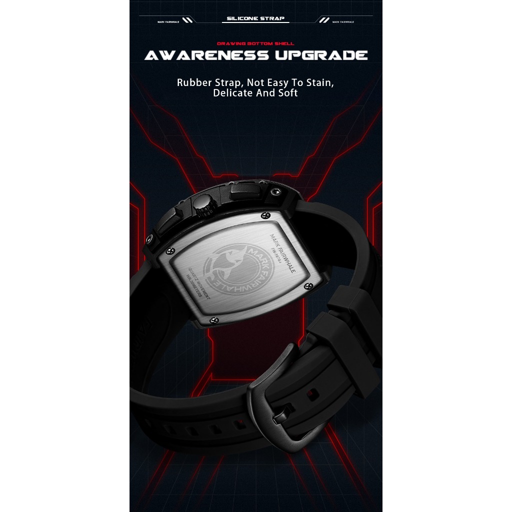 Đồng hồ chính hãng mark fairwhale vỏ abs dây silicon siêu bền