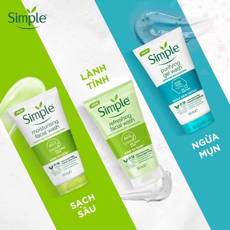 Sữa Rửa Mặt Simple Kind To Skin Refreshing Facial Wash Gel​
