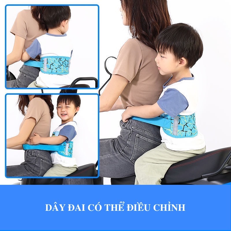 ĐAI XE MÁY PHẢN QUANG AN TOÀN CHO BÉ, ĐAI ĐỊU ĐI XE MÁY CHO BÉ 1-12 TUỔI H04N