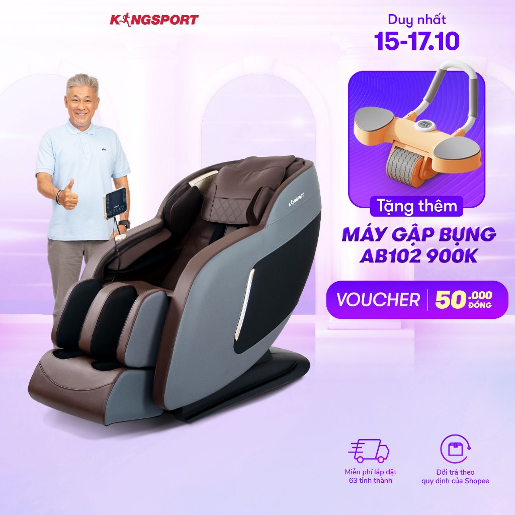 Ghế massage toàn thân cao cấp KINGSPORT G91 hệ thống con lăn 3D hiện đại, điều khiển bằng giọng nói