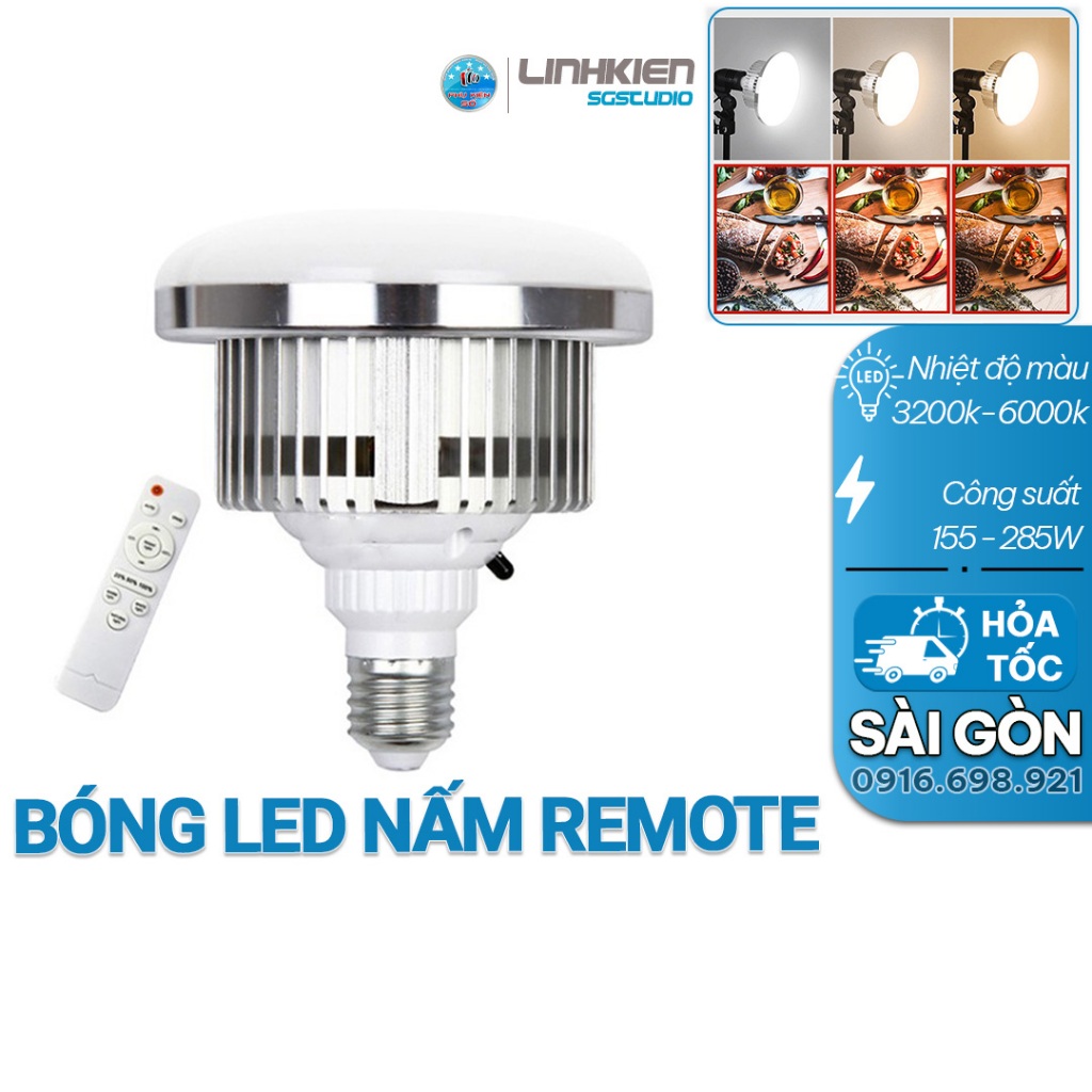 Bóng đèn LED NẤM có kèm Remote chỉnh sáng chuyên dụng cho các phòng Studio chụp ảnh, quay video, livestream