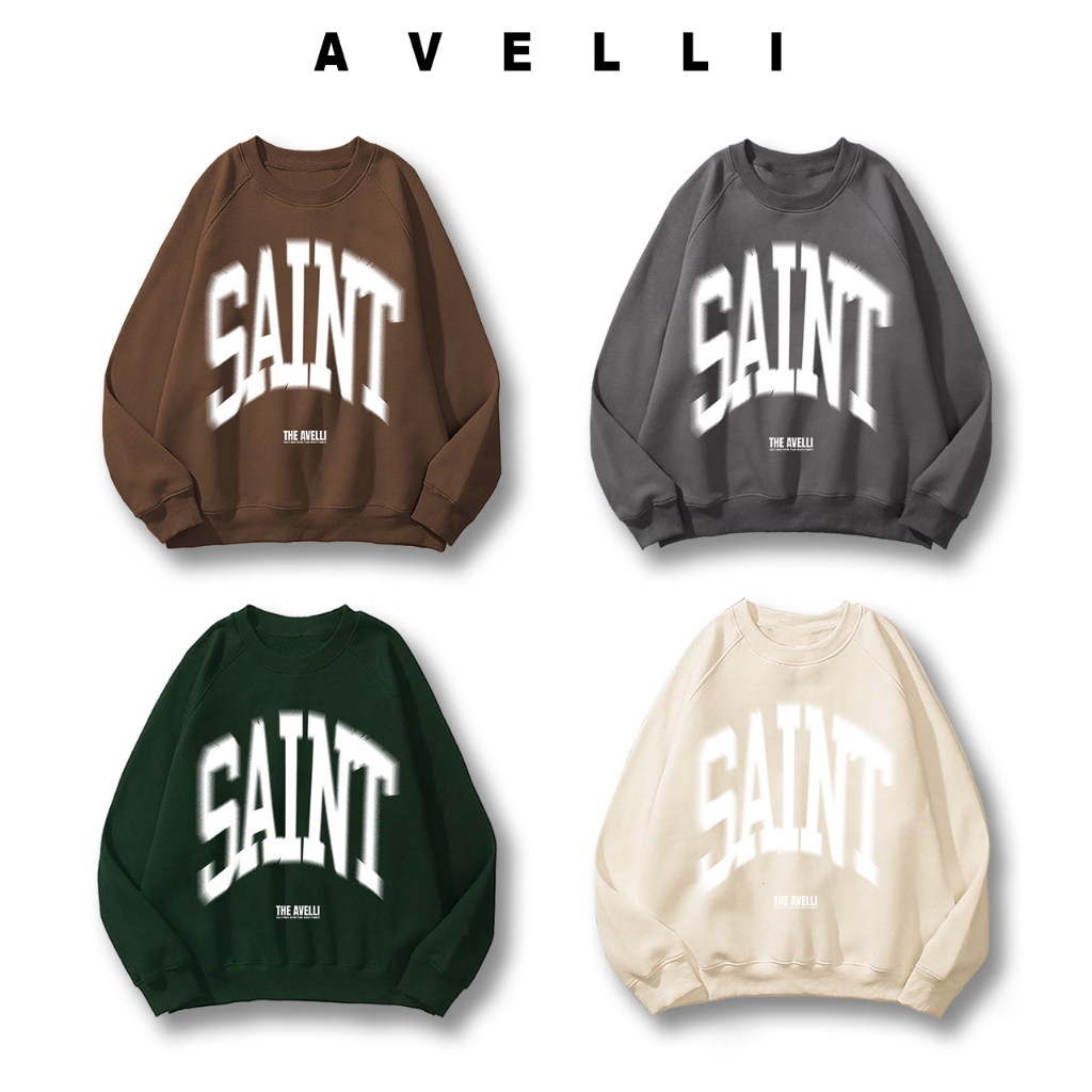 Áo sweater nỉ bông The Avelli saint unisex nam nữ form rộng chuẩn