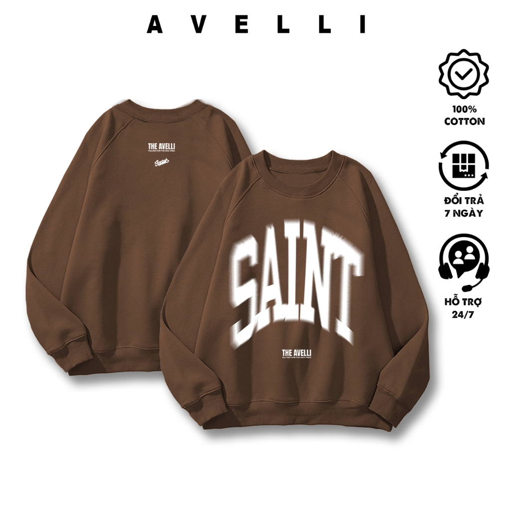 Áo sweater nỉ bông The Avelli saint unisex nam nữ form rộng chuẩn