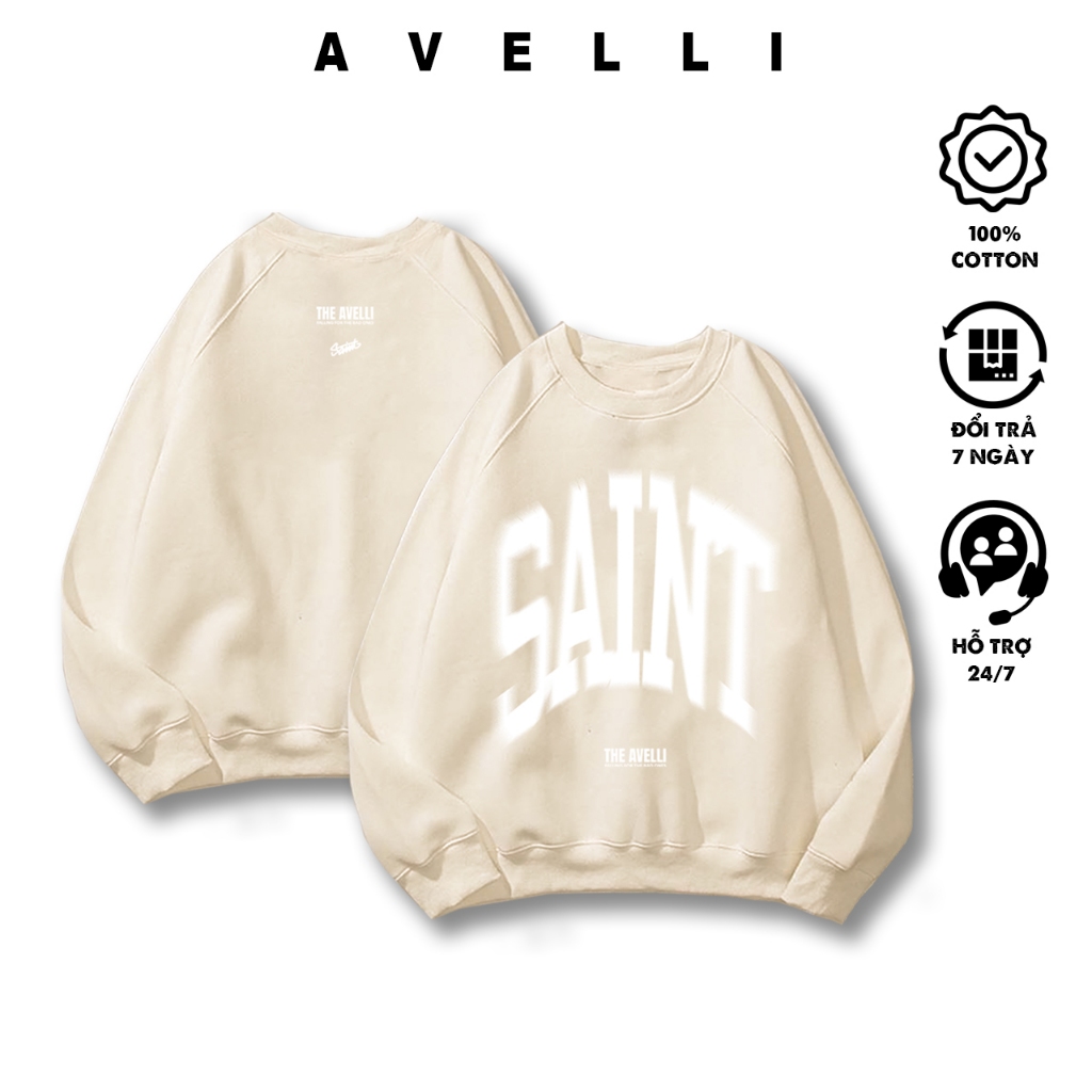 Áo sweater nỉ bông The Avelli saint unisex nam nữ form rộng chuẩn