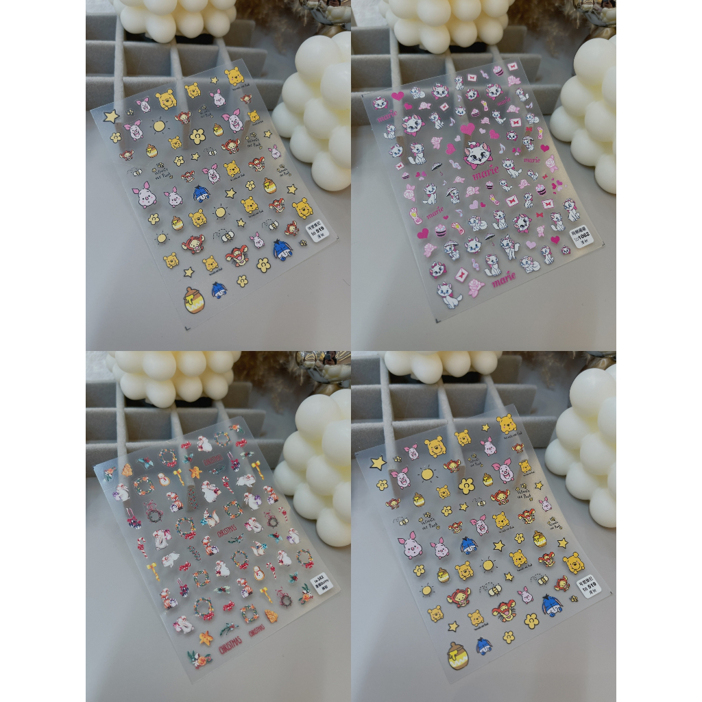 Sticker Gấu Dâu, Sticker lụa 5D miếng dán móng tay nail,sticker hoạt hình sticker nail trang trí móng