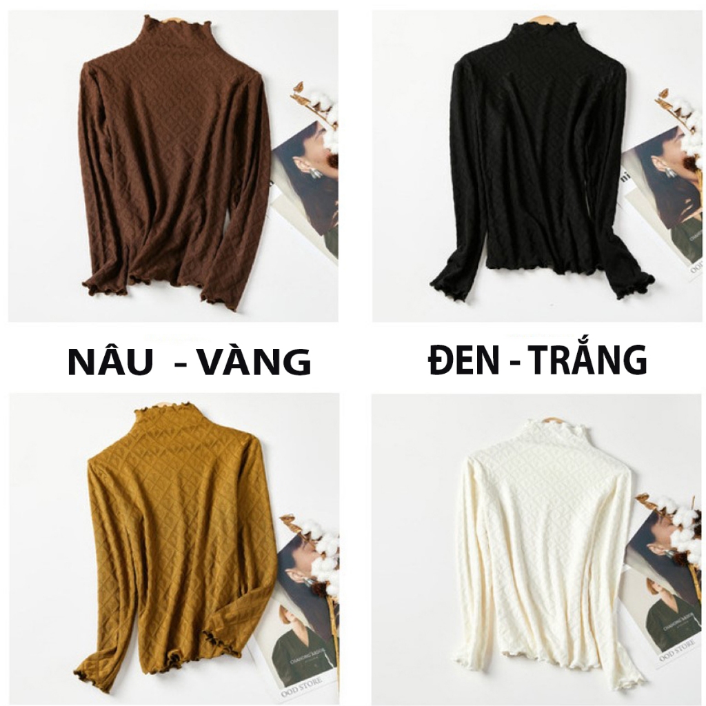 Áo nhung cổ lọ giữ ấm chống rét mùa đông , áo dài tay cổ lọ thời trang nữ