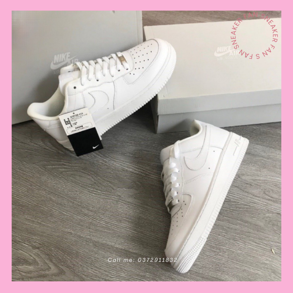 Giày N---IK--E sneakers trắng nam nữ, giày  trắng bản cao Cấp Trung full phụ kiện