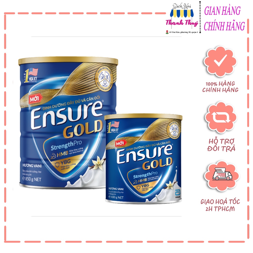 Sữa bột Ensure Gold hương Vani 400g/850g