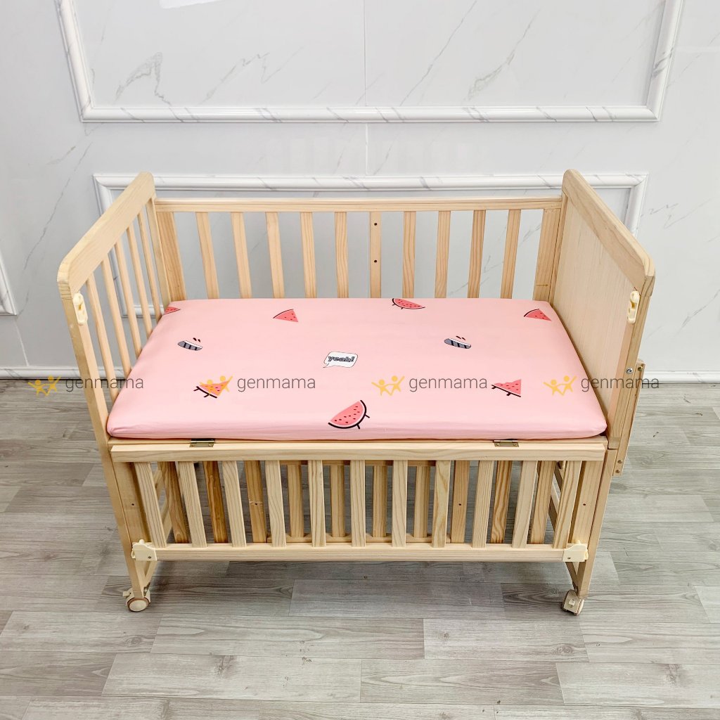 Cũi gỗ thông minh 2 tầng GENMAMA , nôi giường đa năng 6 chế độ kích thước 105*60*90 cm