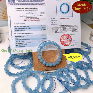 Vòng tay đá Aquamarine tự nhiên, đá phong thuỷ hợp mệnh thuỷ và mệnh mộc