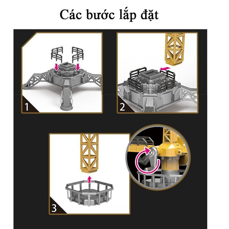 Đồ chơi mô hình cần trục tháp KAVY chất liệu hợp kim và nhựa, cao 95 cm, kích thước lớn