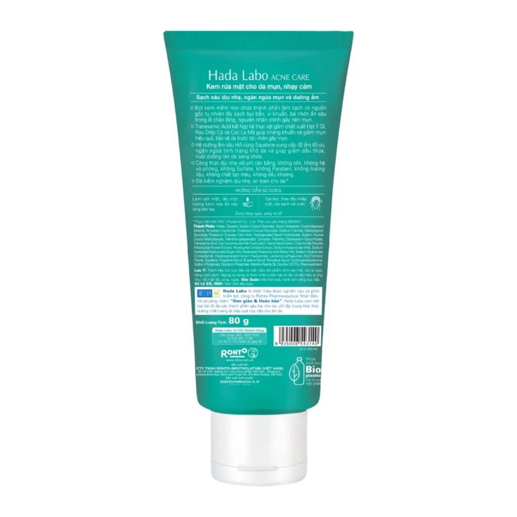 Kem Rửa Mặt Cho Da Mụn Và Nhạy Cảm Hada Labo Acne Care 80g
