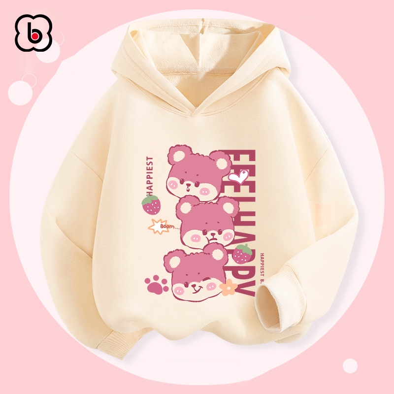 Áo hoodie cho bé gái BabyloveGO mẫu mới 2023 áo thu đông có mũ chất nỉ da cá dày dặn cho bé HAG75