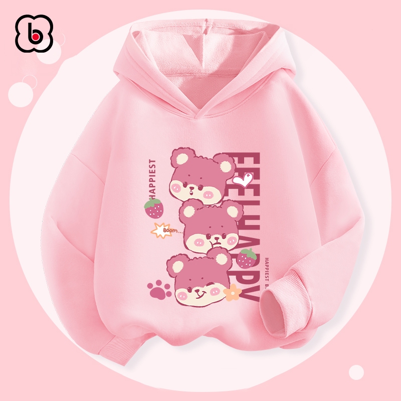 Áo hoodie cho bé gái BabyloveGO mẫu mới 2023 áo thu đông có mũ chất nỉ da cá dày dặn cho bé HAG75