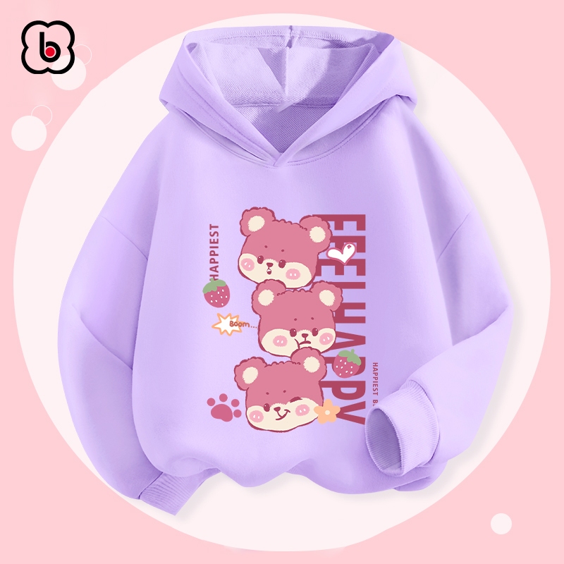 Áo hoodie cho bé gái BabyloveGO mẫu mới 2023 áo thu đông có mũ chất nỉ da cá dày dặn cho bé HAG75