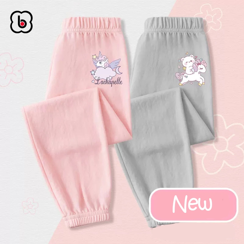 Quần dài bé gái BabyloveGO mẫu mới 2023 quần thu đông cho bé chất thun cotton dáng jogger in hình độc đáo