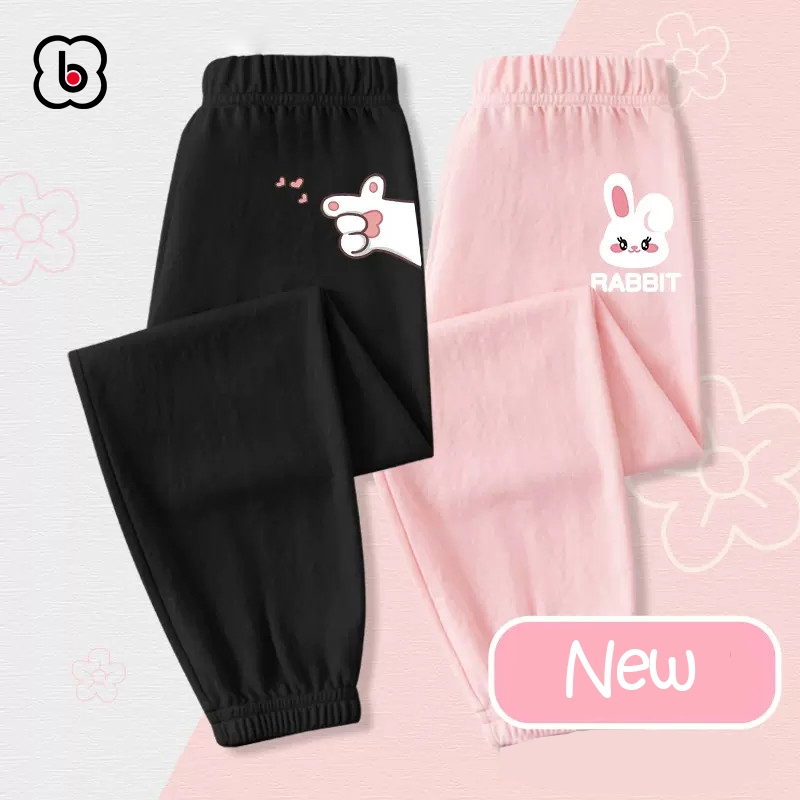 Quần dài bé gái BabyloveGO mẫu mới 2023 quần thu đông cho bé chất thun cotton dáng jogger in hình độc đáo
