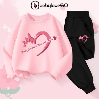 Bộ nỉ cho bé gái BabyloveGO mẫu mới 2026 đồ bộ thu đông dài tay in hình độc đáo BN-HI84