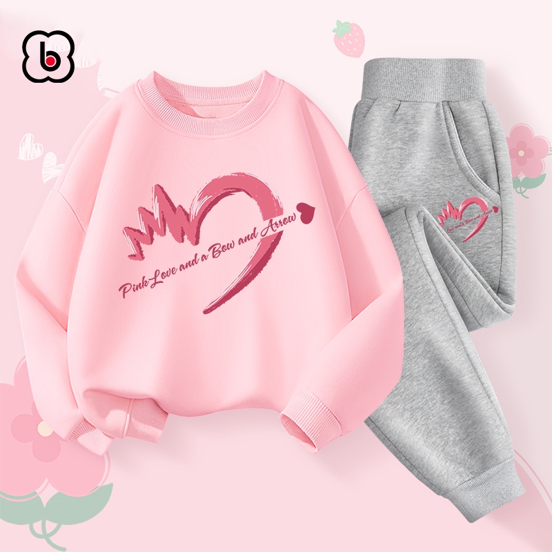 Bộ nỉ cho bé gái BabyloveGO mẫu mới 2024 đồ bộ thu đông dài tay in hình độc đáo BN-HI84