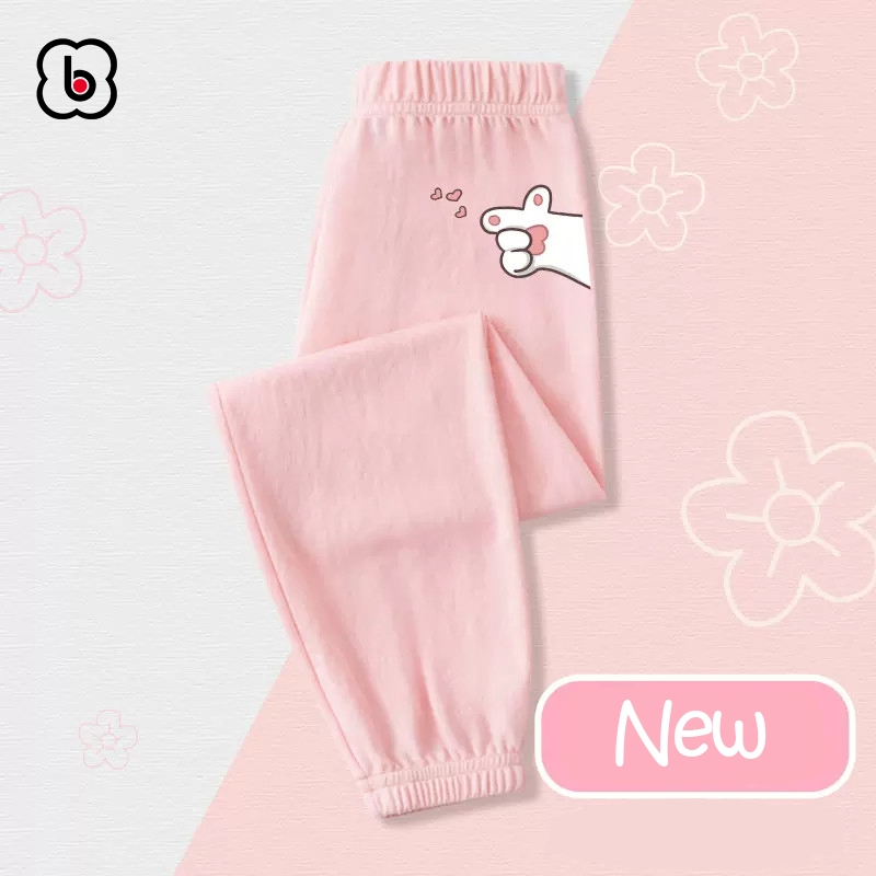 Quần dài bé gái BabyloveGO mẫu mới 2023 quần thu đông cho bé chất thun cotton dáng jogger in hình độc đáo